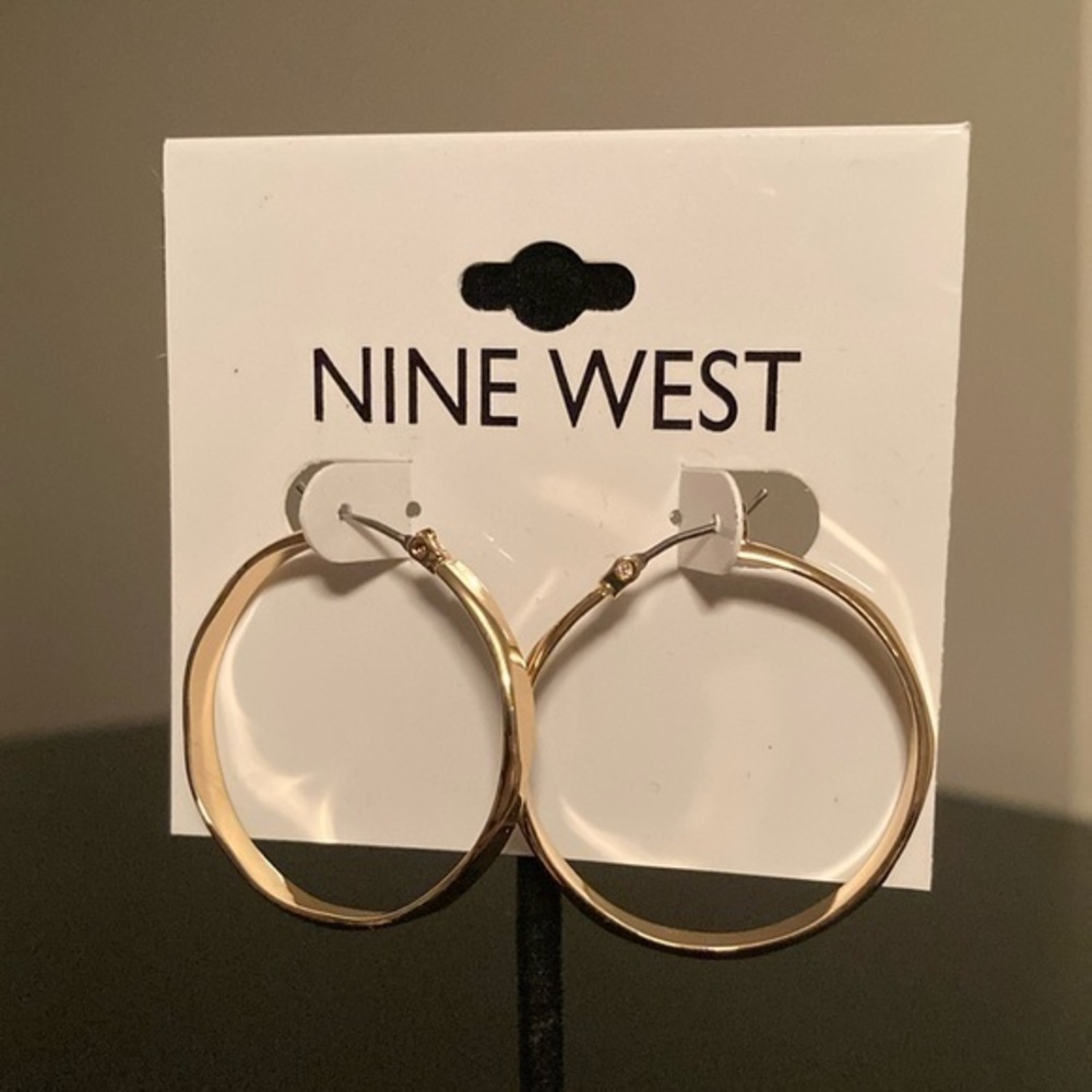 Nine West Twisted Gold Hoop Earrings